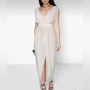 Wrap front plunge neck dress